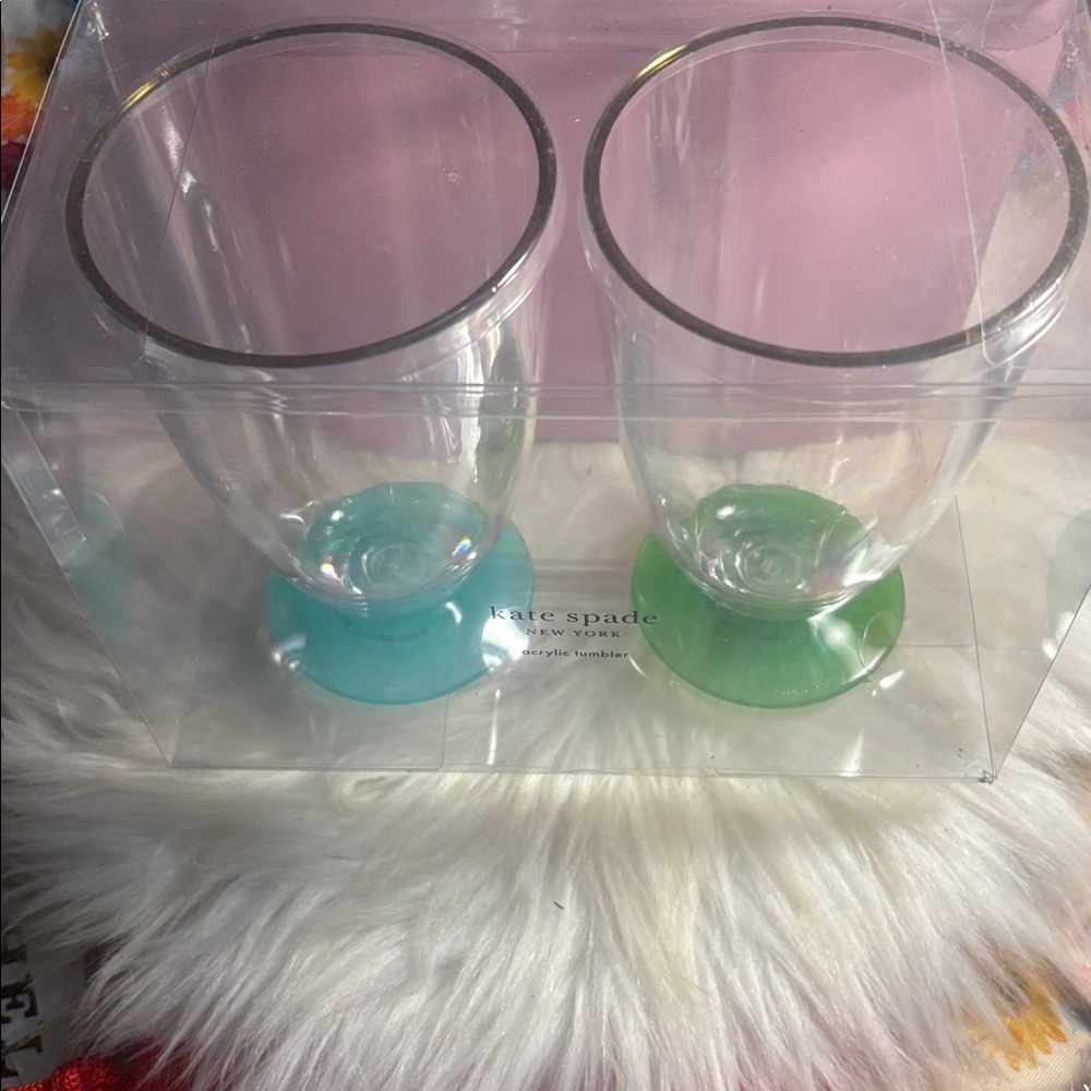 Kate Spade New York Acrylic Tumblers Set with Blue & Green Bases - Picture 2 of 7